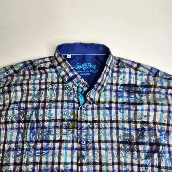 Lansky Bros Paisley Floral Leaves Shirt Long Sleeve Button Up Men's Size XXL - Picture 3 of 11